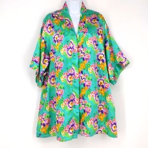 Bottoms Out Gal Lingerie Shiny Satin Floral Robe S